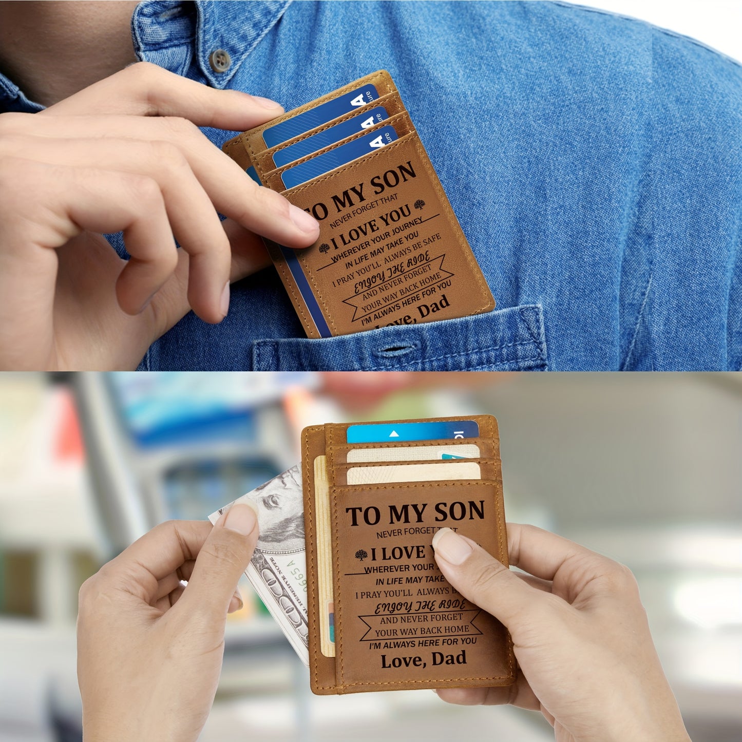 Mens Wallet RFID Blocking Wallets For Men Slim Wallets, 1 ID Window Front Pocket Wallet