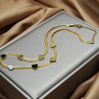 Golden Hearts Necklace & Bracelet Set – Valentine Gift Edition