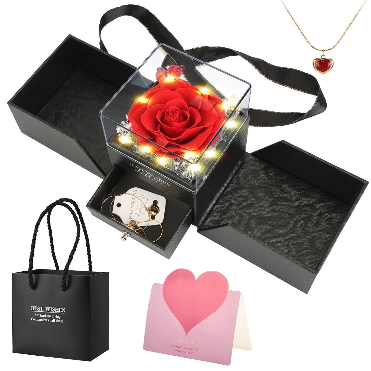 Eternal Rose Heart Necklace – Premium Valentine Gift Box
