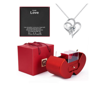 Premium Heart Rose Necklace Gift Box
