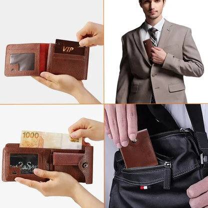 Men's Wallet PU Leather Bifold Purse Slim RFID Blocking Card Holder