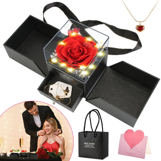 Eternal Rose Heart Necklace – Premium Valentine Gift Box