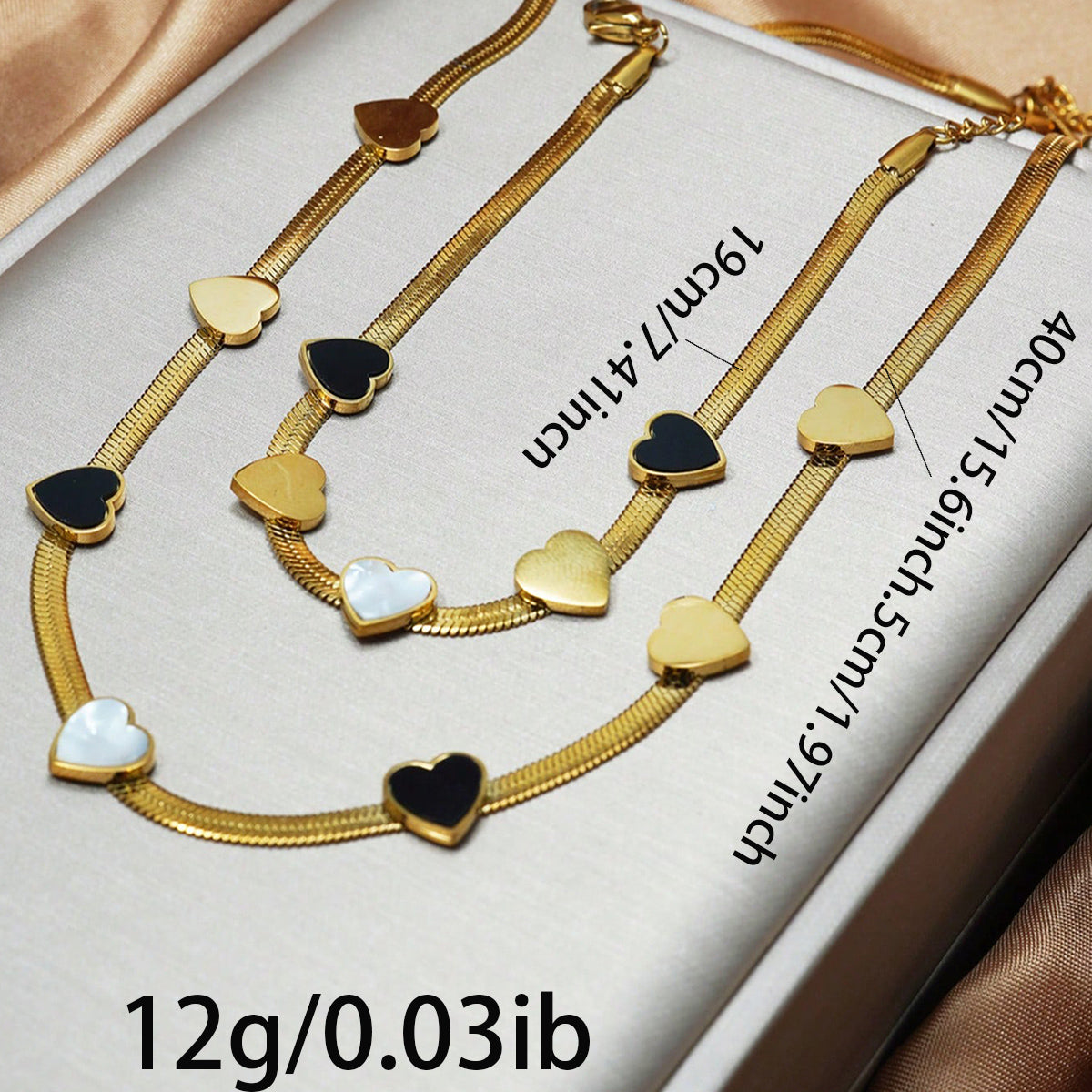 Golden Hearts Necklace & Bracelet Set – Valentine Gift Edition