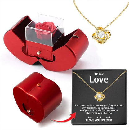 Premium Heart Rose Necklace Gift Box