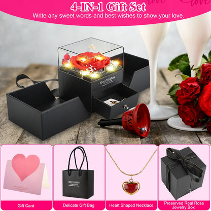 Eternal Rose Heart Necklace – Premium Valentine Gift Box