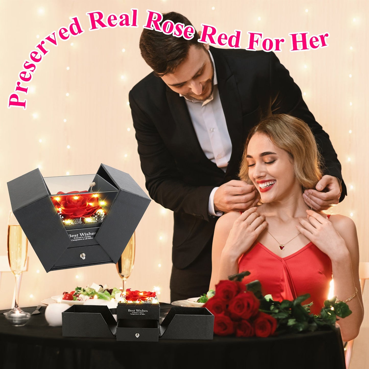 Eternal Rose Heart Necklace – Premium Valentine Gift Box