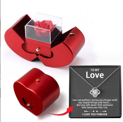 Premium Heart Rose Necklace Gift Box