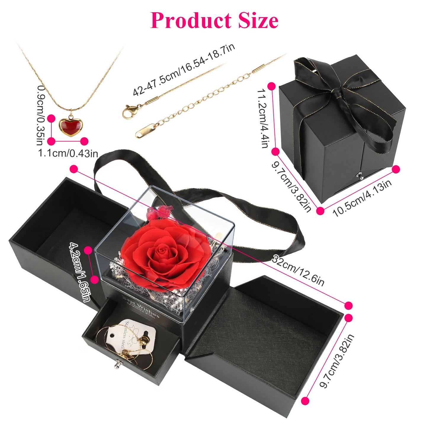 Eternal Rose Heart Necklace – Premium Valentine Gift Box